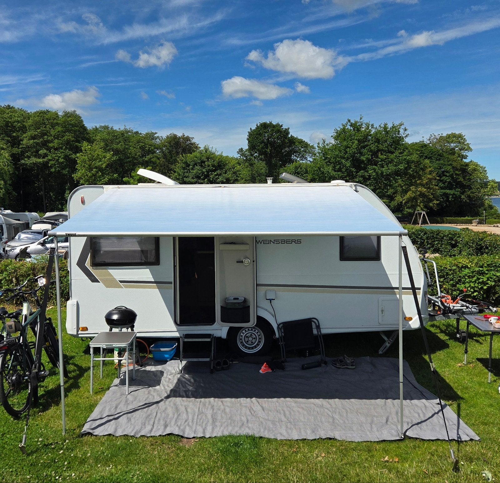 Thule Omnistor Zakluifel 350x250 cm - Misty Blue, Caravans en Kamperen, Voortenten en Luifels, Ophalen, Zo goed als nieuw, Thule