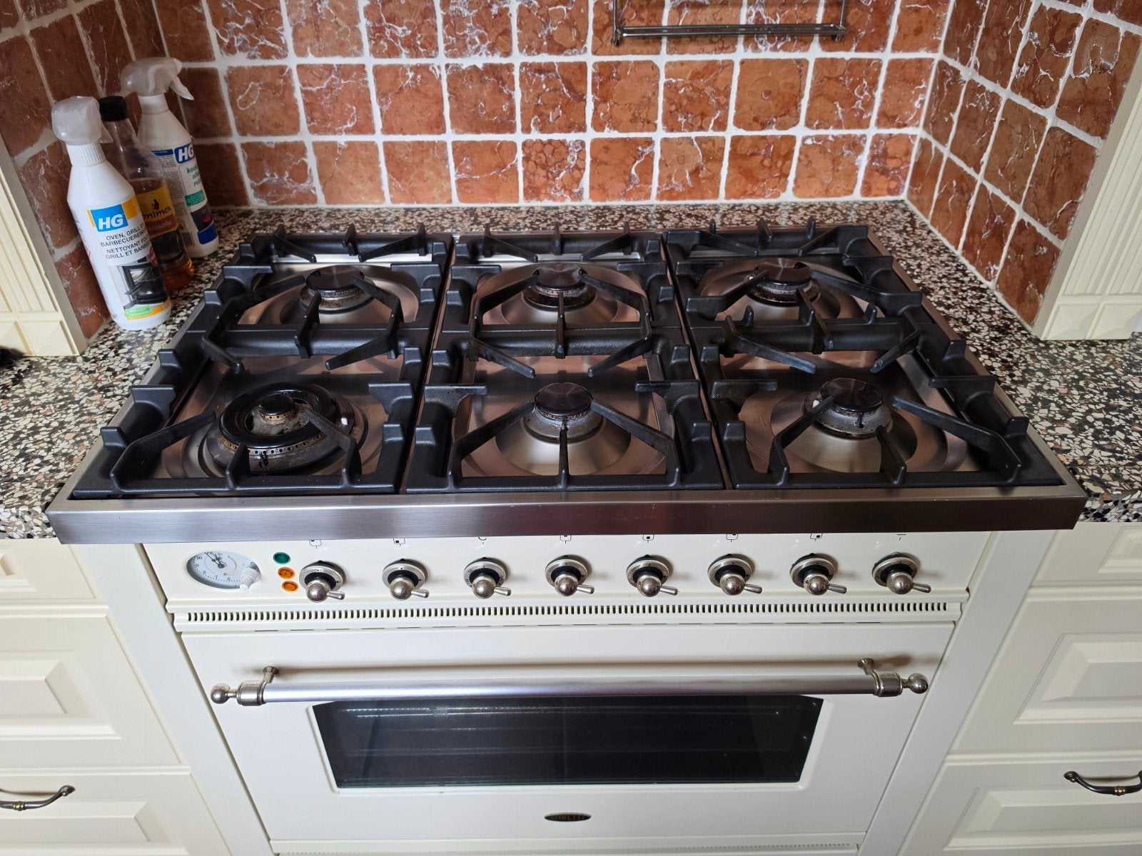 Boretti 6-pits gasfornuis met oven, grill en hete lucht, Ophalen, Gebruikt, 60 cm of meer, Gas