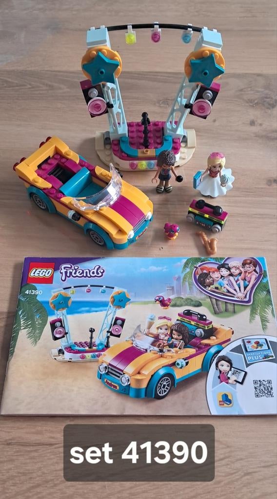 Lego Friends Andrea's Car & Stage (Set 41390), Compleet, Lego, Friends, Ophalen of Verzenden