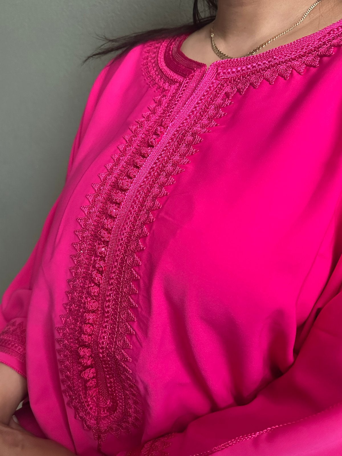Roze Kaftan met Gedetailleerd Borduurwerk, Maat 38/40 (M), Ophalen of Verzenden, Zo goed als nieuw, Roze