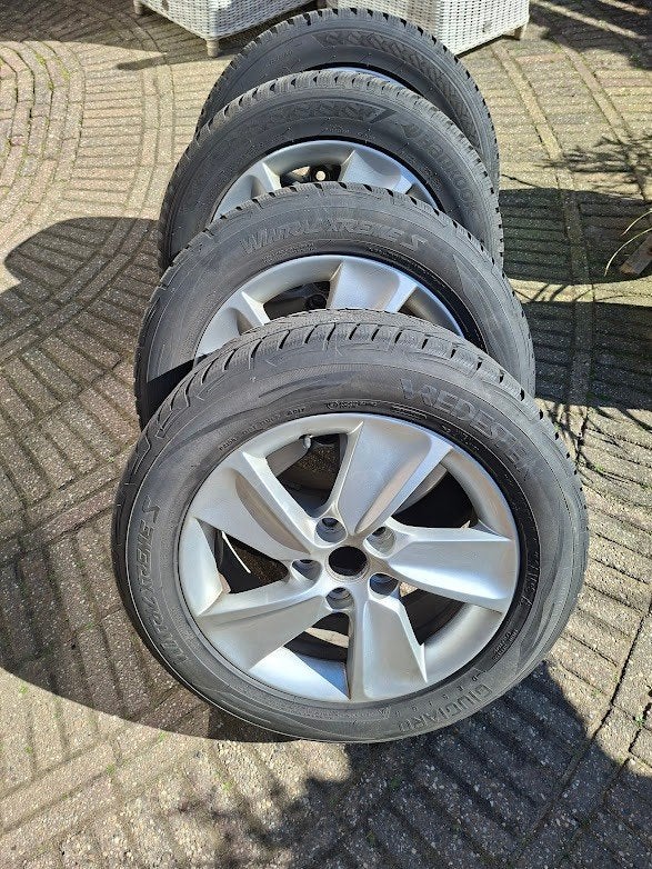 winterbanden op originele saab 95 ng velgen, Ophalen, Gebruikt, 255 mm, Velg(en)