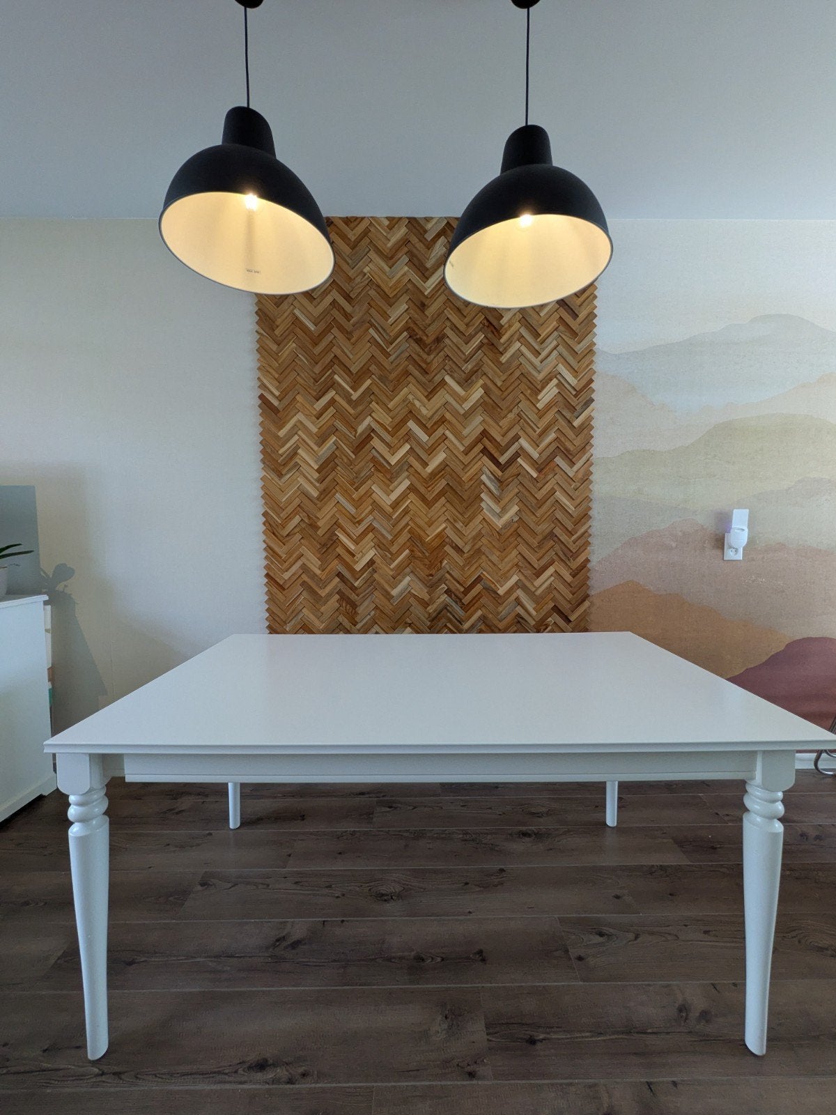 Uitschuifbare eettafel wit - Landelijke stijl, Zo goed als nieuw, Vijf personen of meer, Rechthoekig, Overige houtsoorten