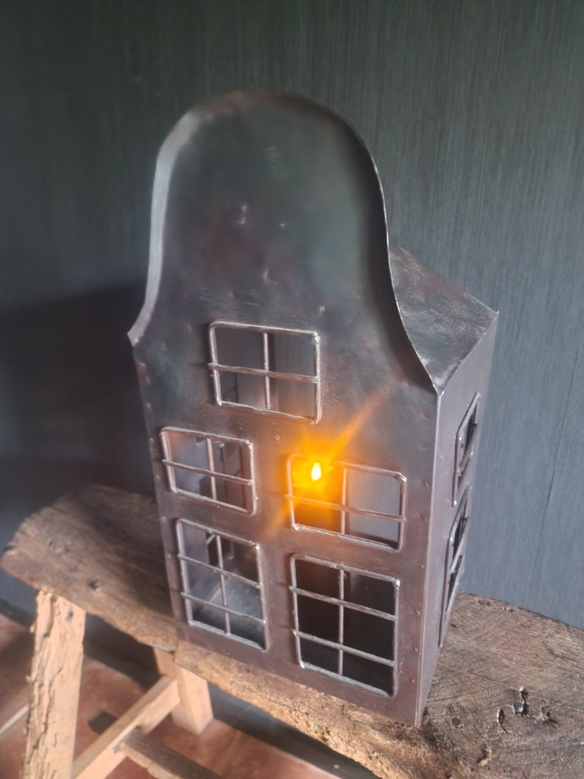 Groot metalen huisje H 41 cm, Huis en Inrichting, Woonaccessoires | Overige, Ophalen, Zo goed als nieuw