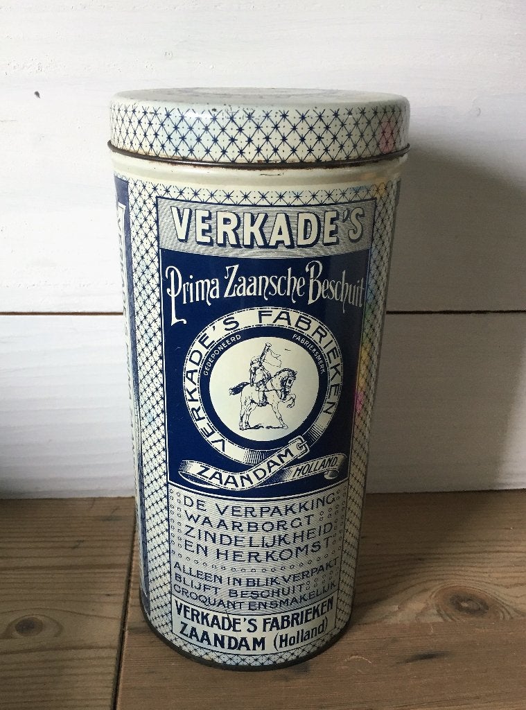 Vintage blik "Prima Zaansche Beschuit" van Verkade, Ophalen of Verzenden, Gebruikt, Beschuit, Verkade