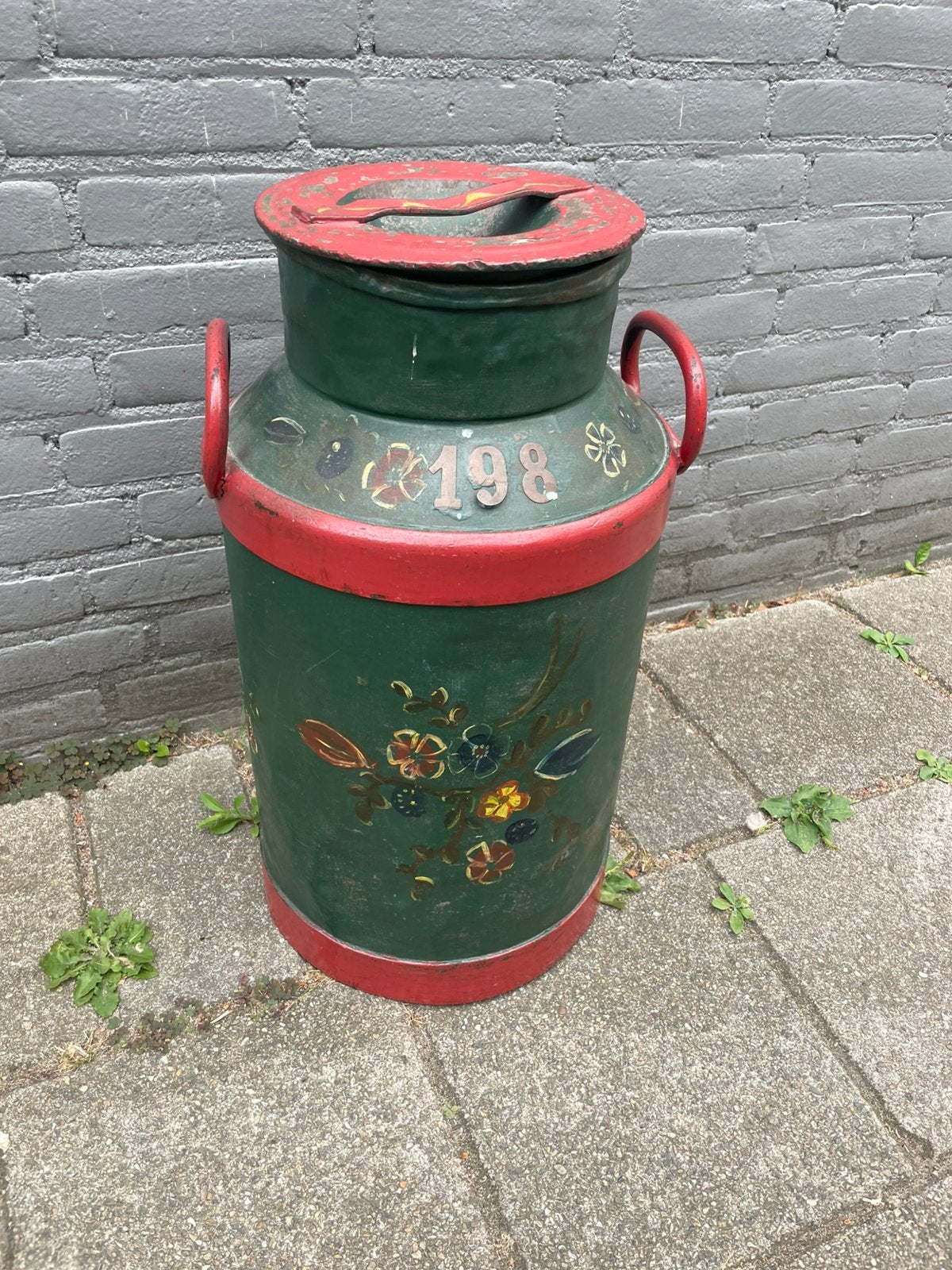 Prachtige Antieke Melkbus Handbeschilderd Hindelooper Stijl, Antiek en Kunst, Ophalen