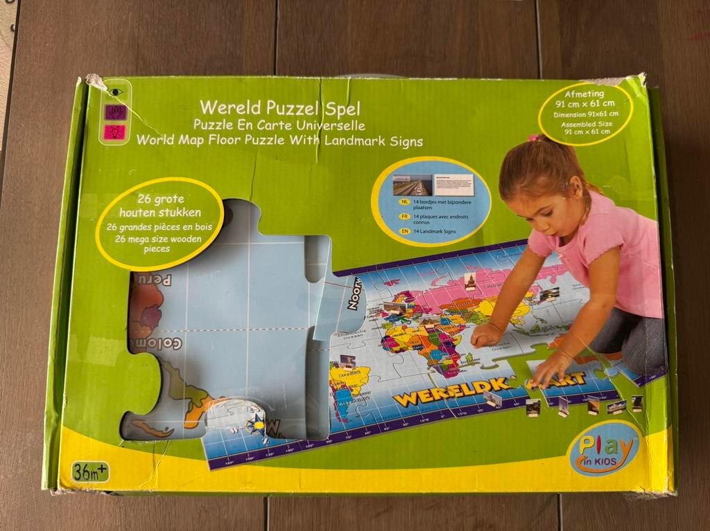Leuke houten megapuzzel met wereldkaart, Ophalen of Verzenden