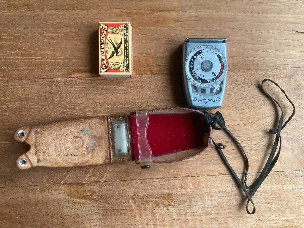 Vintage belichtingsmeter Samoca lichtmeter in leren etuitje, Ophalen of Verzenden, Gebruikt, Overige typen