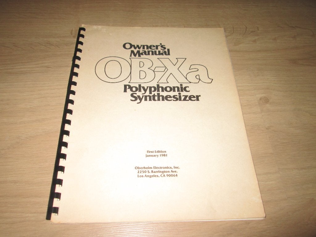 Oberheim OBXa Synthesizer Manual te koop in zeer goede staat, Ophalen of Verzenden, Zo goed als nieuw, Overige aantallen, Overige merken