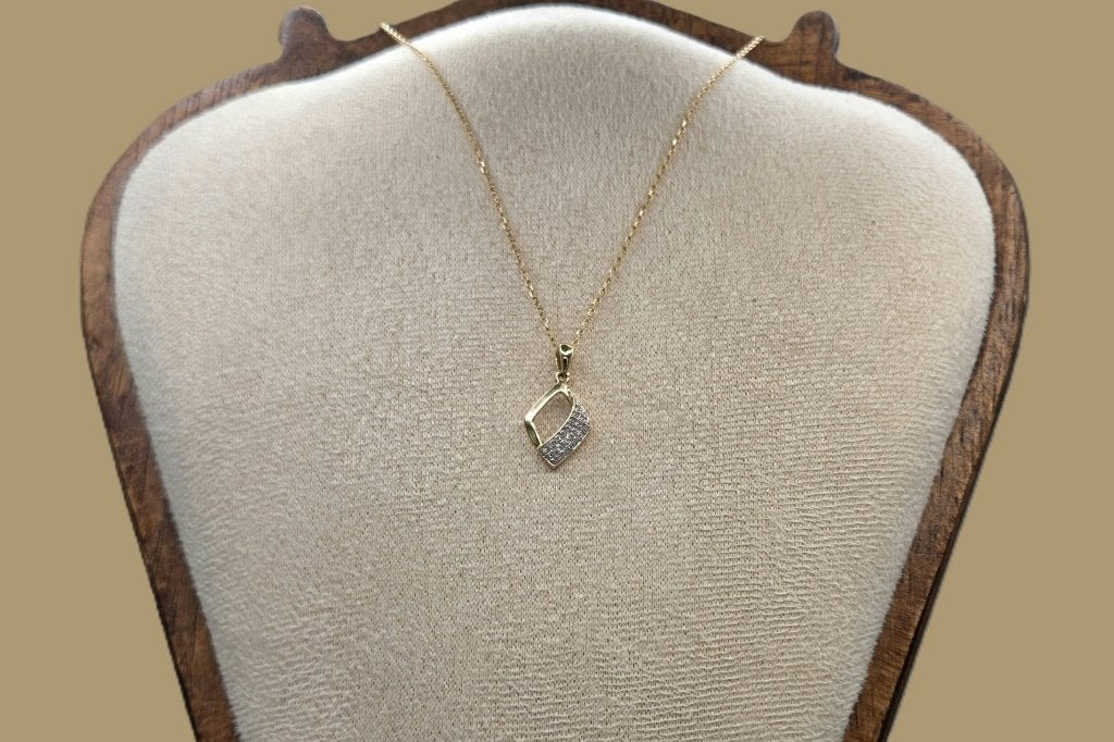 Vintage gouden ketting  bi-color hanger diamanten. 2026/660, ., Ophalen of Verzenden, Zo goed als nieuw, .