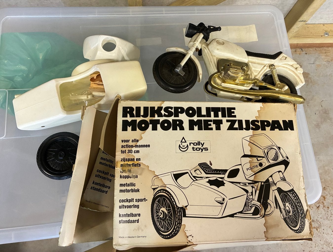 Rolly Toys Rijkspolitie Motor met Zijspan - Vintage Speelgoe, Ophalen of Verzenden, Gebruikt