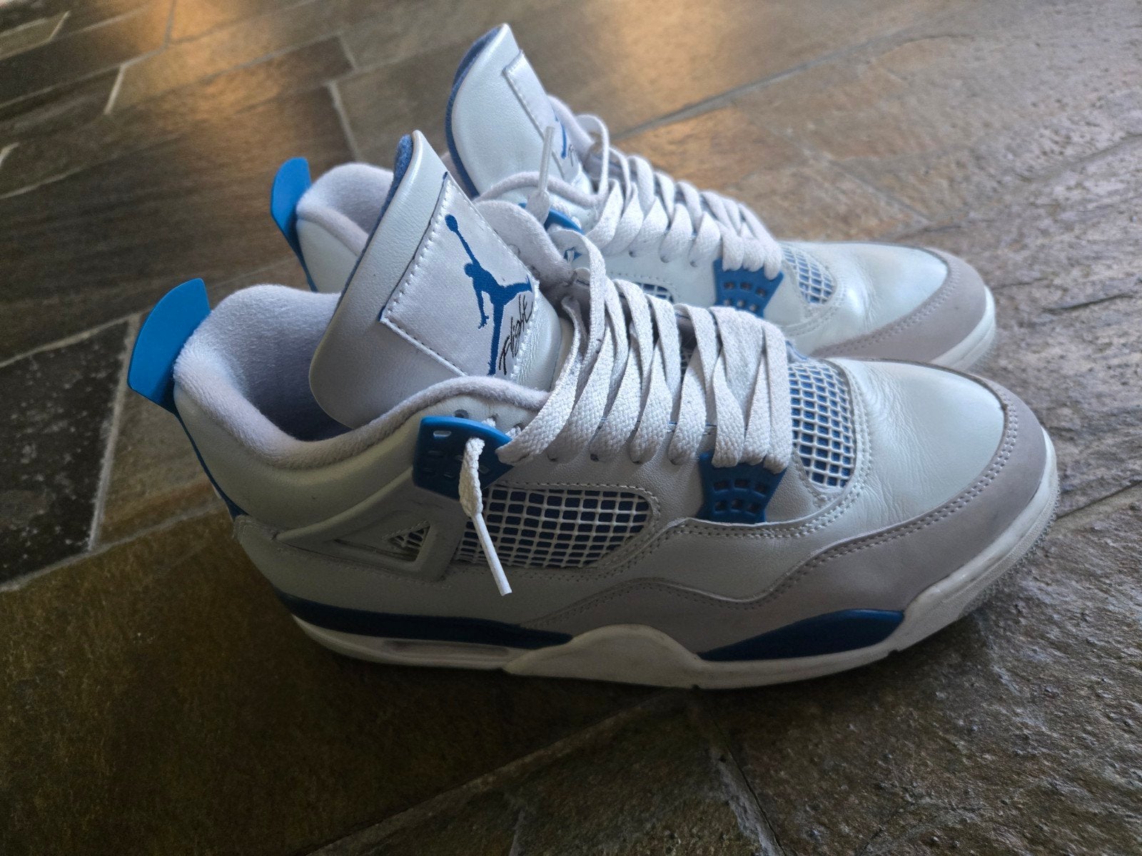 Nike Air Jordan 4 Retro Military Blue Sneakers 42, Wit, Nike Jordan, Ophalen of Verzenden, Sneakers of Gympen