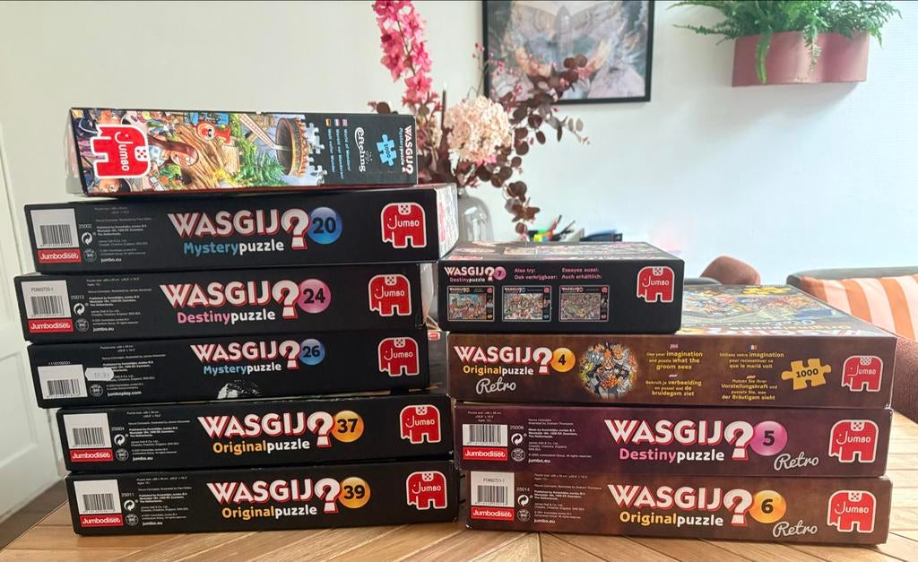 Collectie van 10 Wasgij puzzels (9x 1000 en 1x 500), Ophalen of Verzenden, 500 t/m 1500 stukjes, Zo goed als nieuw
