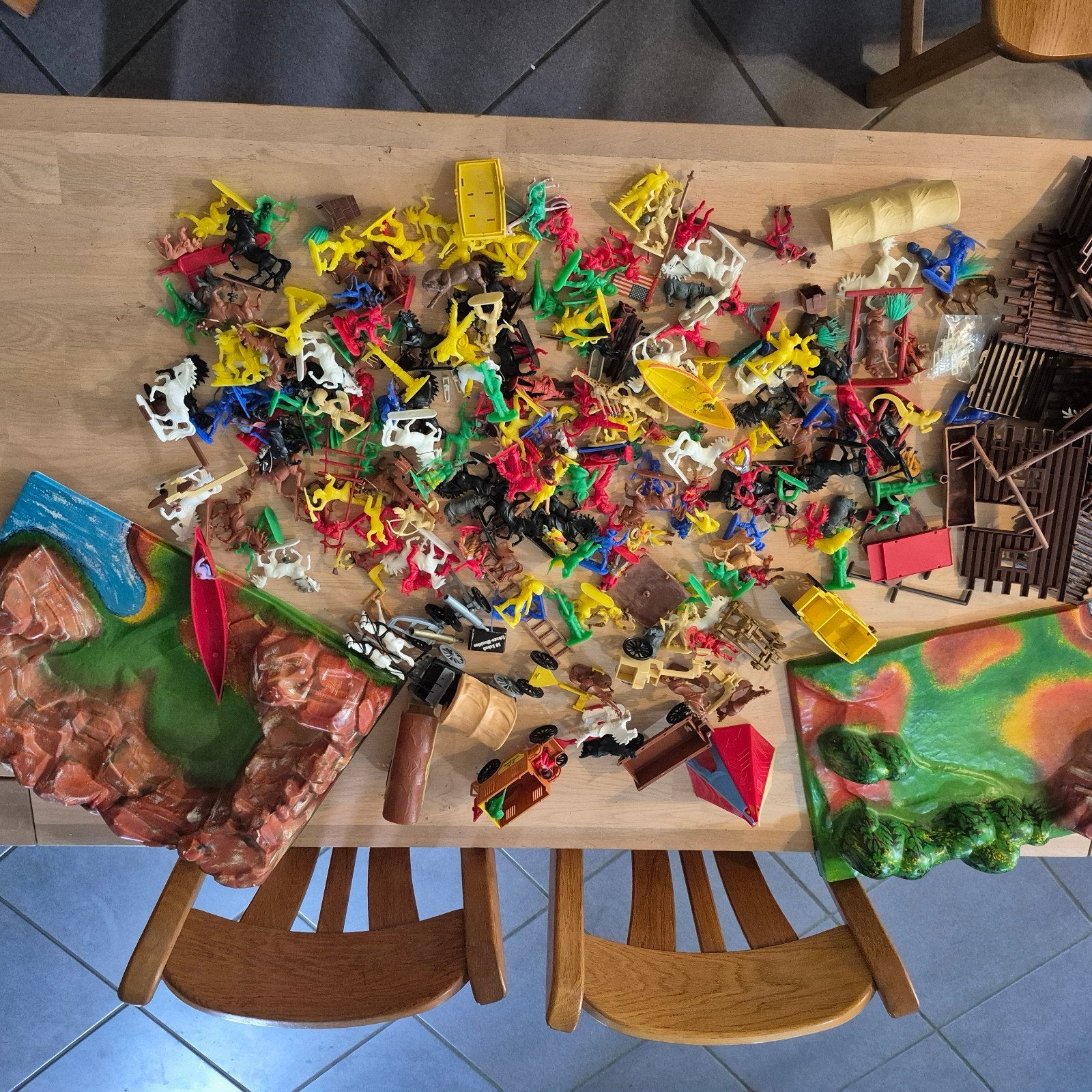 Grote set cowboy en indianen speelgoed met landschap, Kinderen en Baby's, Speelgoed | Overig, Ophalen of Verzenden
