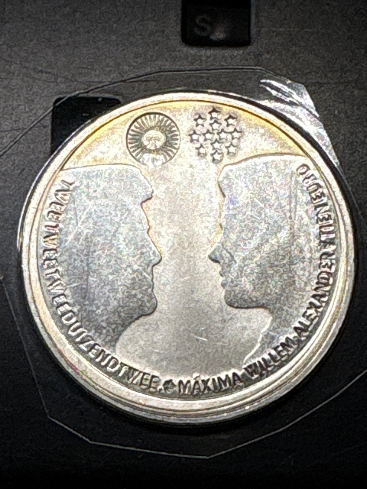Zilveren 10 Euro Munt 2002 Huwelijk Willem-Alexander & Máxim, Koningin Beatrix, Zilver, Euro's, Ophalen of Verzenden