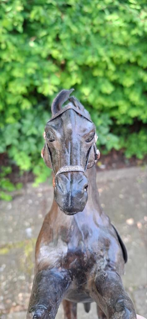 Vintage paard met leer bekleed - decoratief object, Ophalen of Verzenden