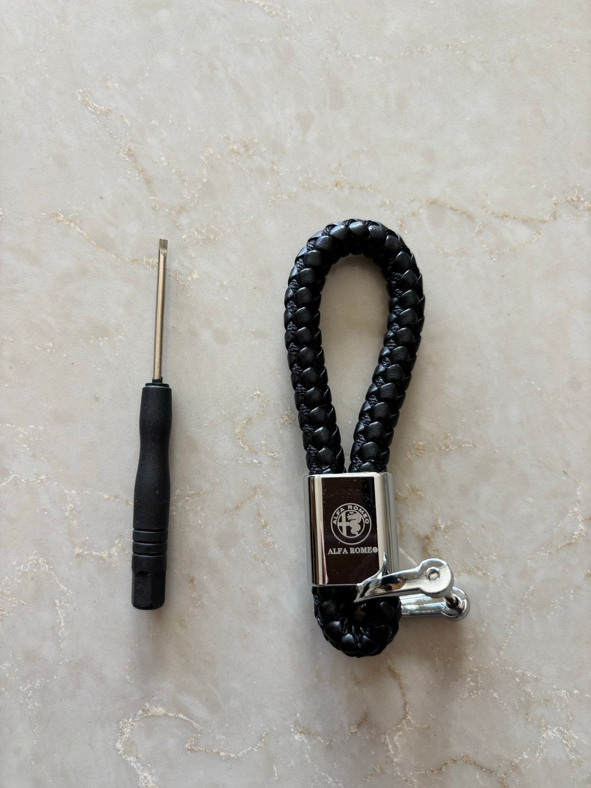 Zwarte gevlochten Alfa Romeo sleutelhanger, Ophalen of Verzenden, Nieuw