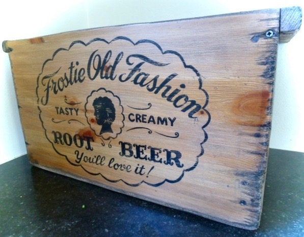 Houten bier krat/kist Root Beer/vintage/Amerikaans/mancave, Minder dan 50 cm, 50 tot 100 cm, Grenenhout, Ophalen of Verzenden