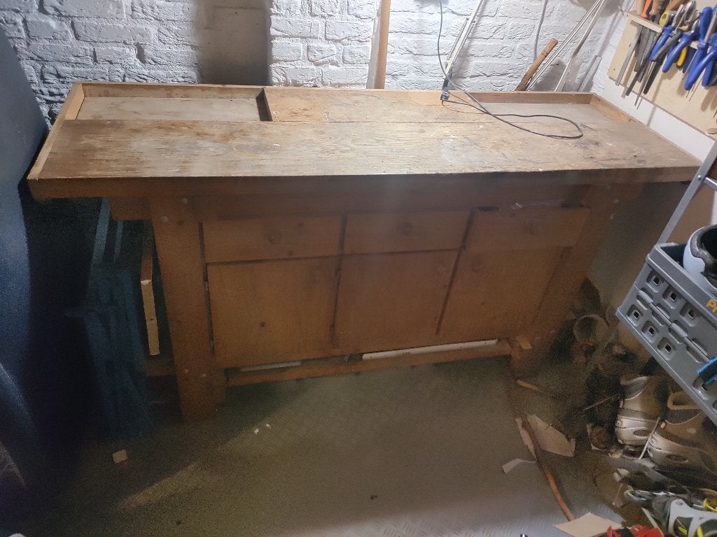 Houten werkbank, Doe-het-zelf en Verbouw, Ophalen, Gebruikt, 170 cm of meer