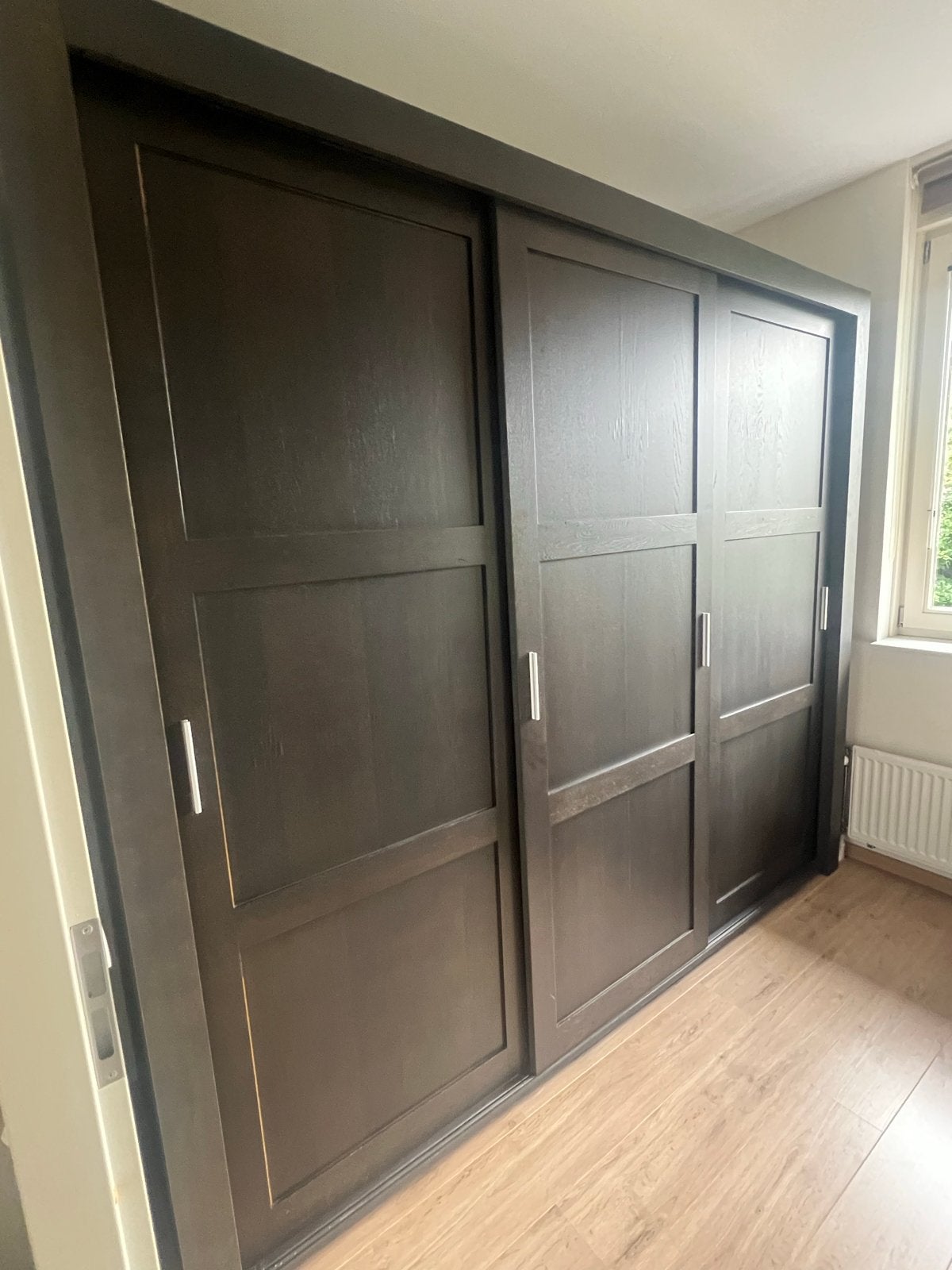 Houten 3-delige kledingkast met schuifdeuren 250 x 220 x 66, Ophalen, Gebruikt, 200 cm of meer, Overige houtsoorten