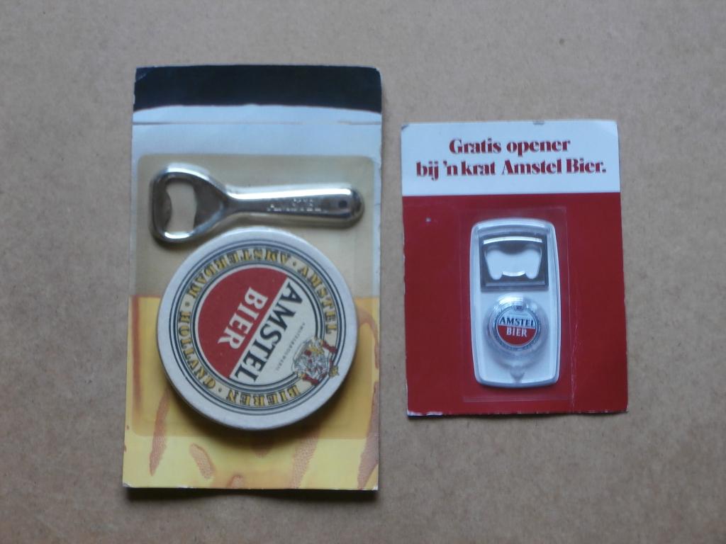 Amstel bier flessenopener met viltjes fles openers 2 stuks, Ophalen of Verzenden, Nieuw, Viltje(s), Amstel