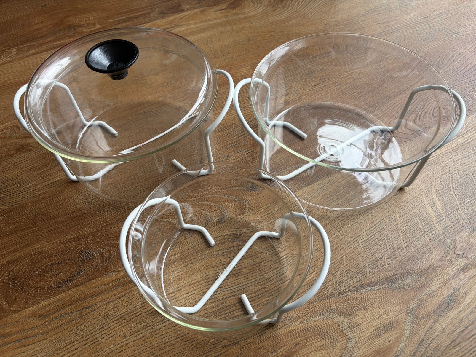 Glazen schalenset met deksel en houders -3-delig, Bodum, Ophalen of Verzenden, Zo goed als nieuw, Wit