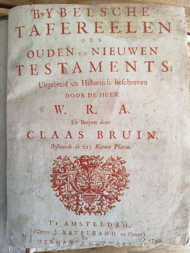 Platen Bijbel 1740 Uitgeverij Ratelband, Antiek en Kunst, Ophalen, W.R.A. en Claas Bruin