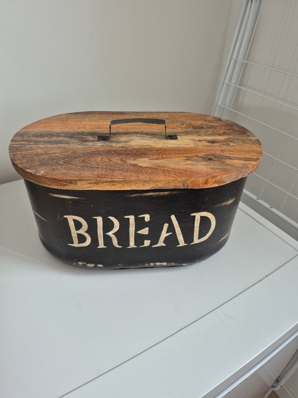 Stoere, industriële broodtrommel, Ophalen of Verzenden, Zo goed als nieuw, Rond, Riet