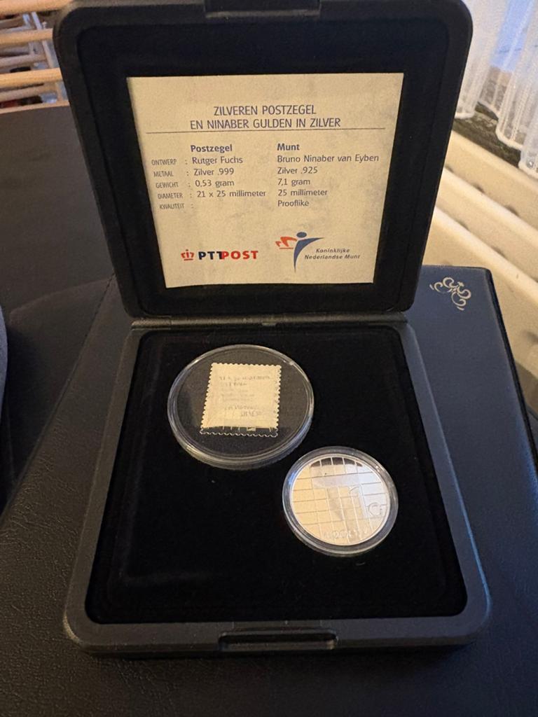 1 Gulden 2001 laatste afgscheidsgulden pttpostzegel., Postzegels en Munten, Munten | Nederland, 1 gulden, Setje, Koningin Beatrix