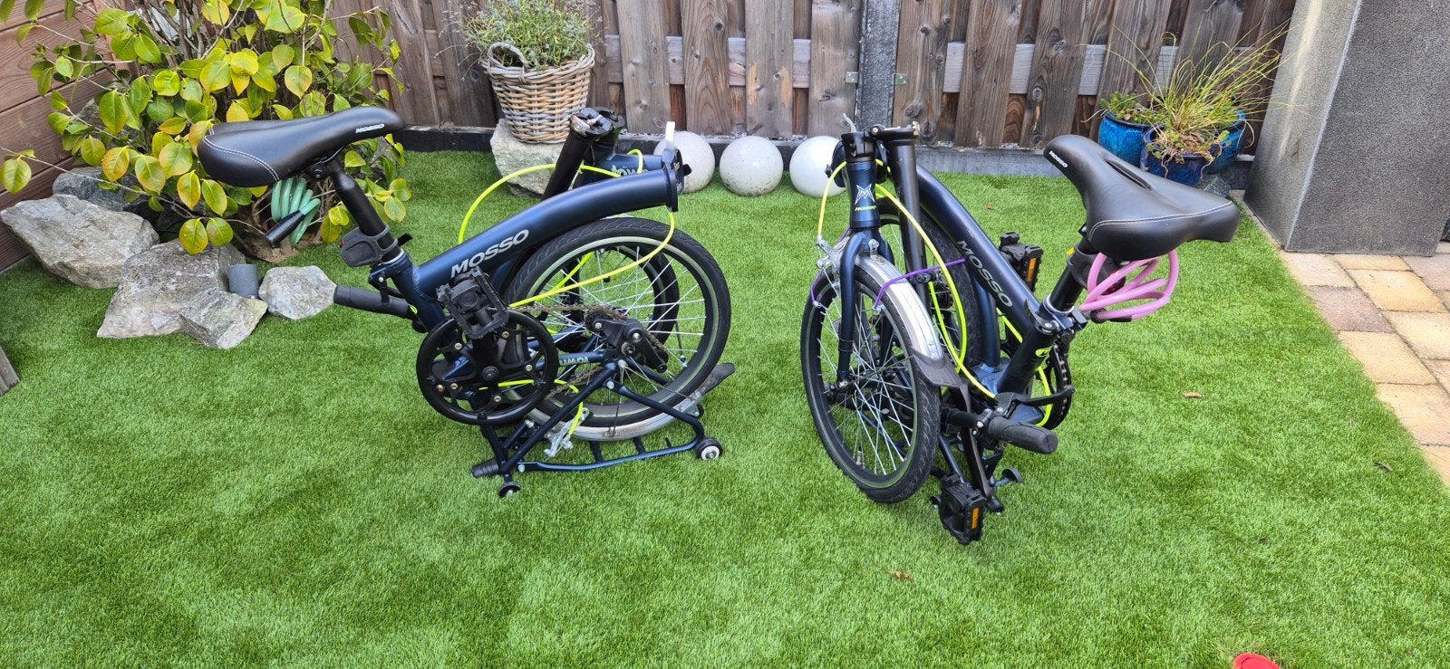 2x Mosso opvouwbare fietsen - Ideaal voor woon-werkverkeer, 20 inch of meer, Gebruikt, Velgrem, Totaal opvouwbaar
