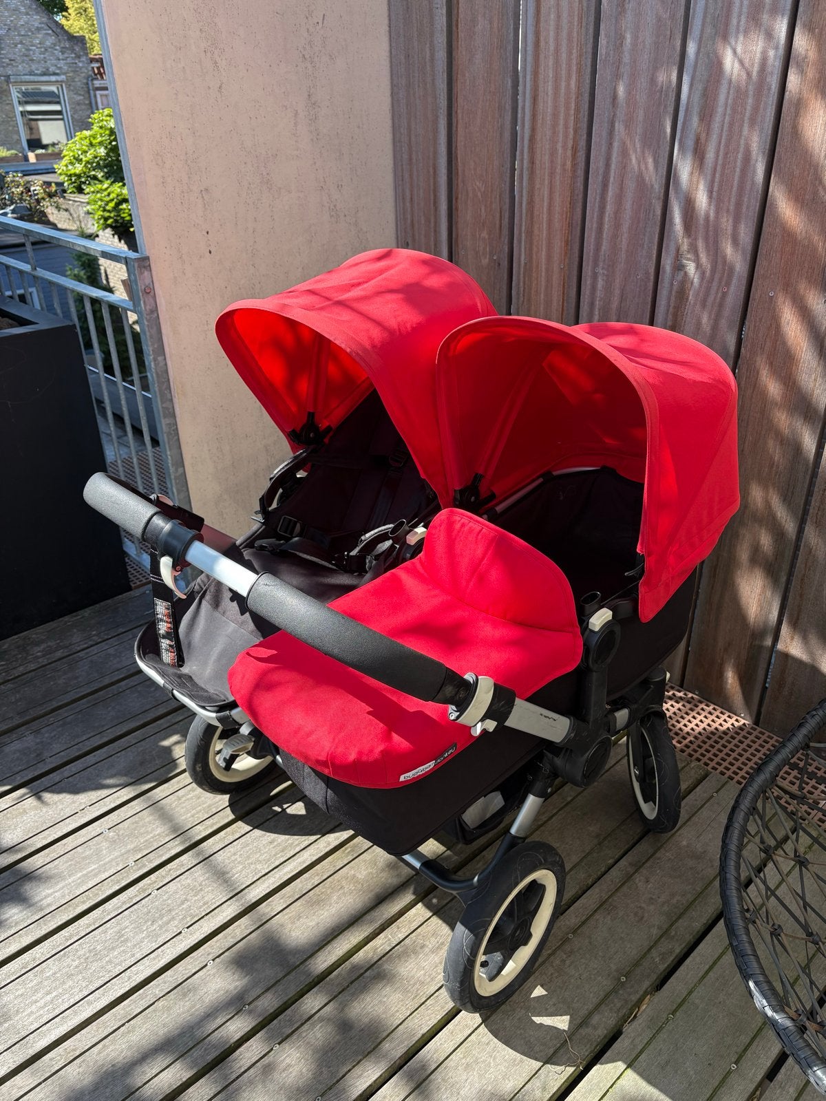Bugaboo Donkey duowagen rood -  met accessoires, Ophalen, Gebruikt, Combiwagen, Duowagen