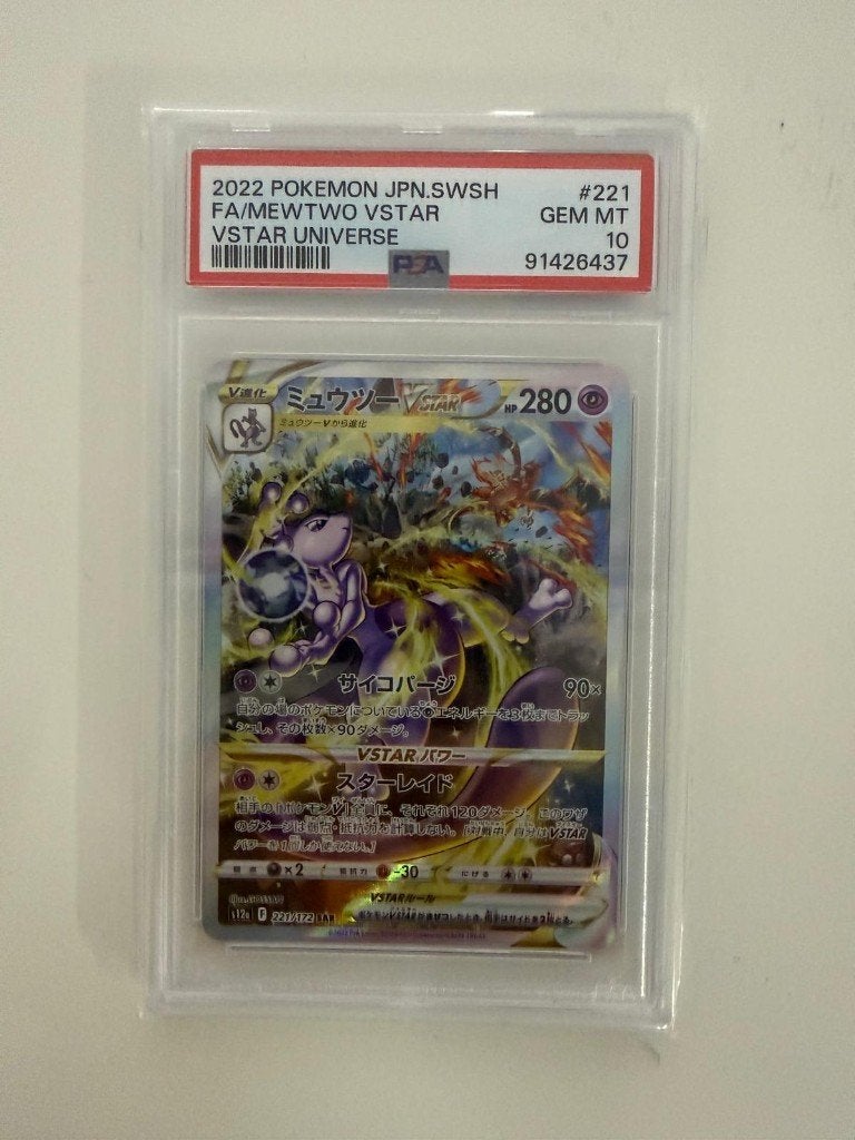 mewtwo vstar 221 PSA 10, Ophalen of Verzenden, Nieuw, Losse kaart, Foil