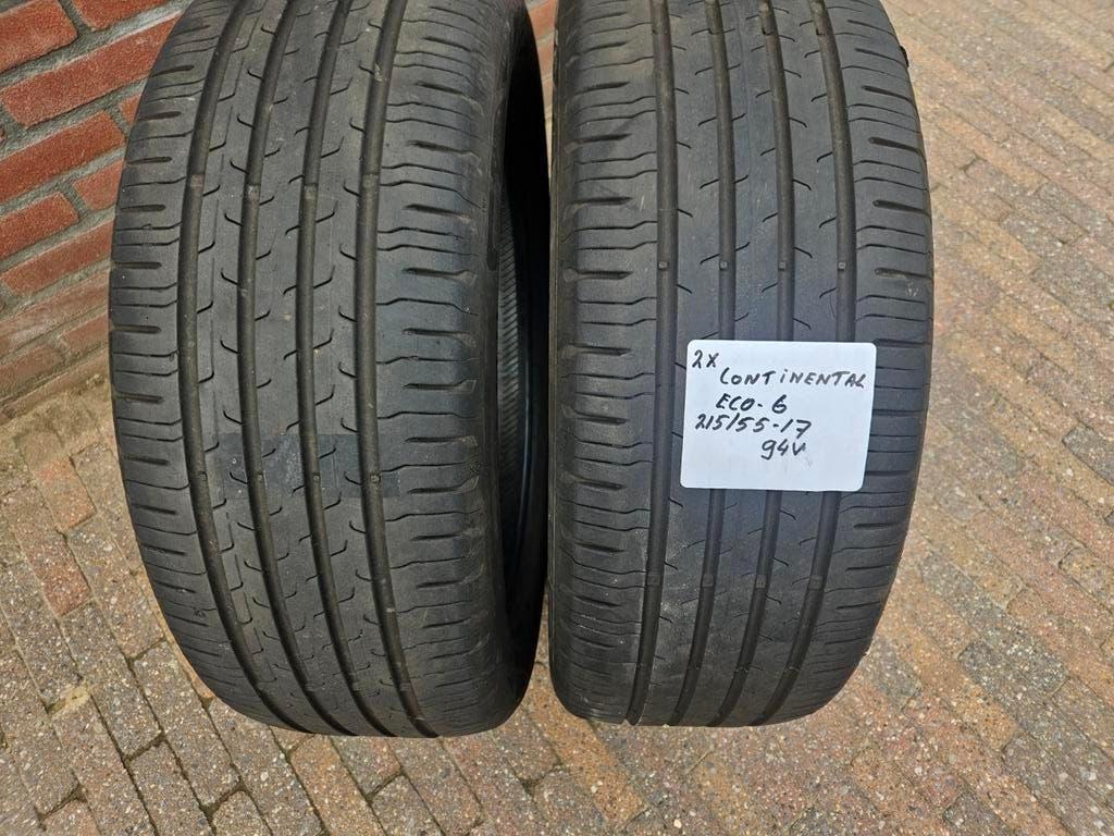 2x Zomerbanden Continental Eco 6 maat 215/55-17, Auto-onderdelen, Banden en Velgen, Ophalen, 17 inch, Band(en), Personenwagen