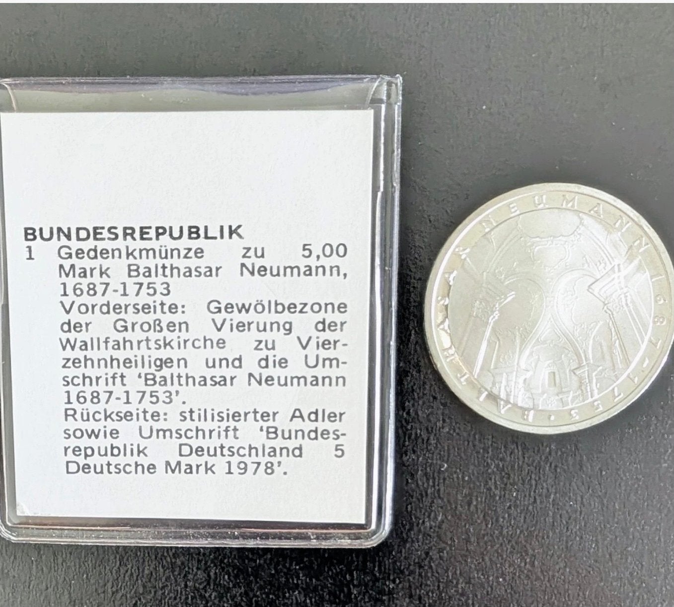 Duitse 5 Mark Gedenkmunt 1978 Balthasar Neumann, Postzegels en Munten, Munten | Europa | Niet-Euromunten, Ophalen of Verzenden