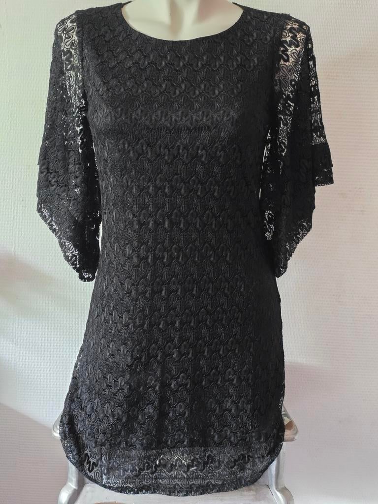 TANQS dames Zwart Kanten Jurkje Maat S/M, Kleding | Dames, Zwart, Ophalen of Verzenden, Zo goed als nieuw, Maat 36 (S)