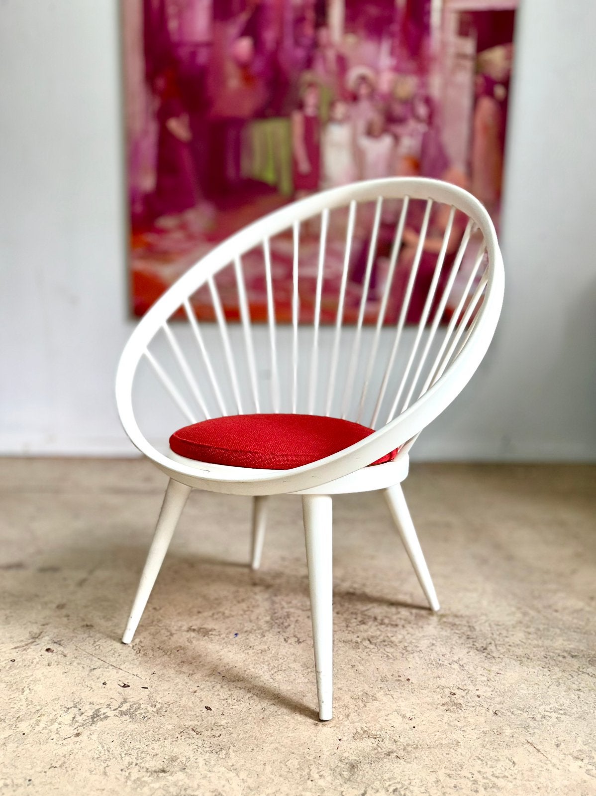 Vintage - stoel - wit - hout - Scandinavisch - design, Ophalen