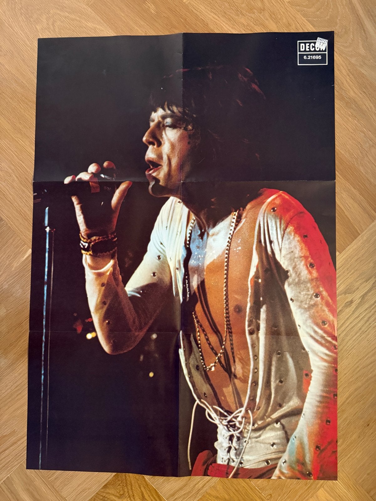 Vintage Mick Jagger Poster - Decca Records (Jaren '70), Ophalen of Verzenden, A1 t/m A3, Muziek, Rechthoekig Staand