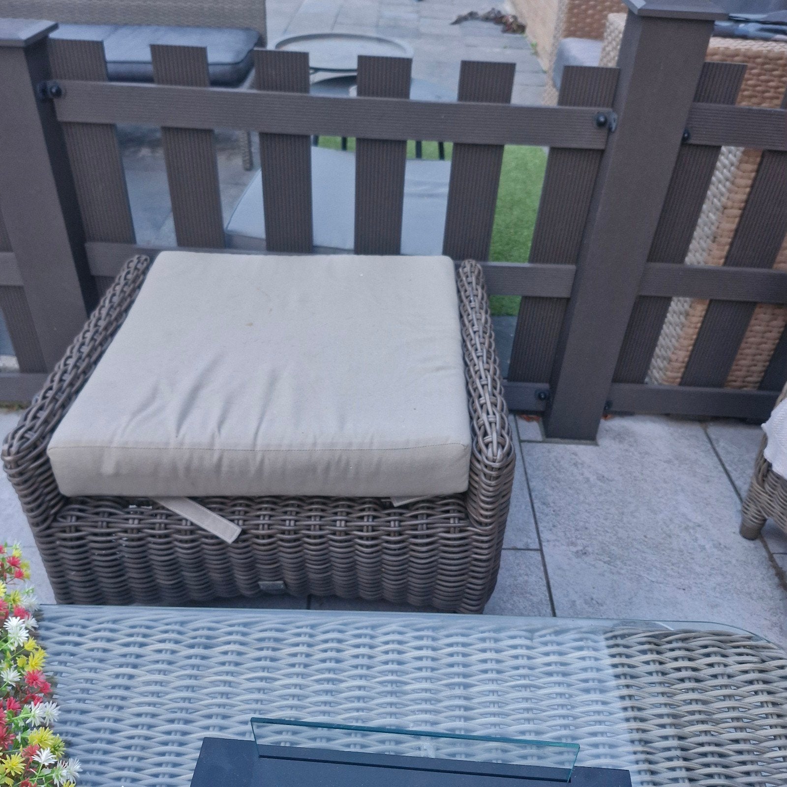 4 Seasons Outdoor voetenbankje / zitkrukje, Tuin en Terras, Tuinstoelen, Ophalen, Gebruikt, Wicker