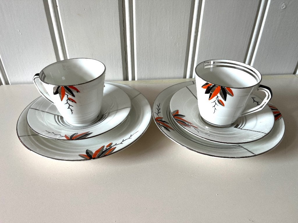 Art Deco theekopjes melkkan suikerpot, Ophalen of Verzenden