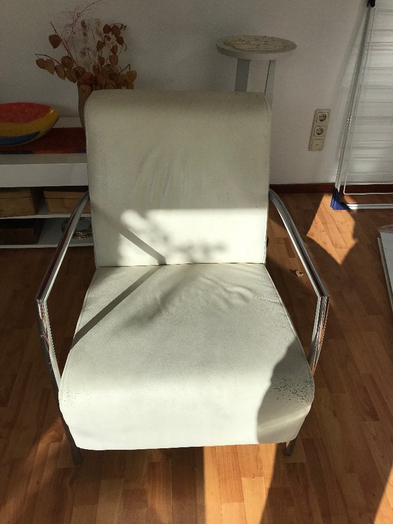 Fauteuil wit leer, Gebruikt, Ophalen of Verzenden, 50 tot 75 cm, Leer