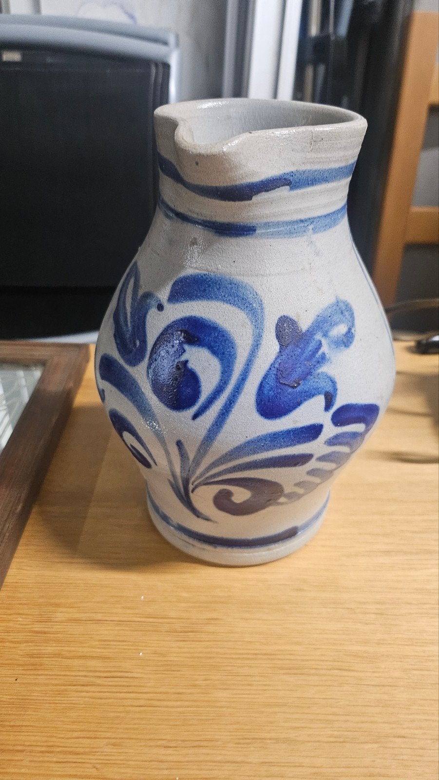 Vintage Westerwald Kruik - Blauw Grijs Keramiek, Antiek en Kunst, Ophalen of Verzenden
