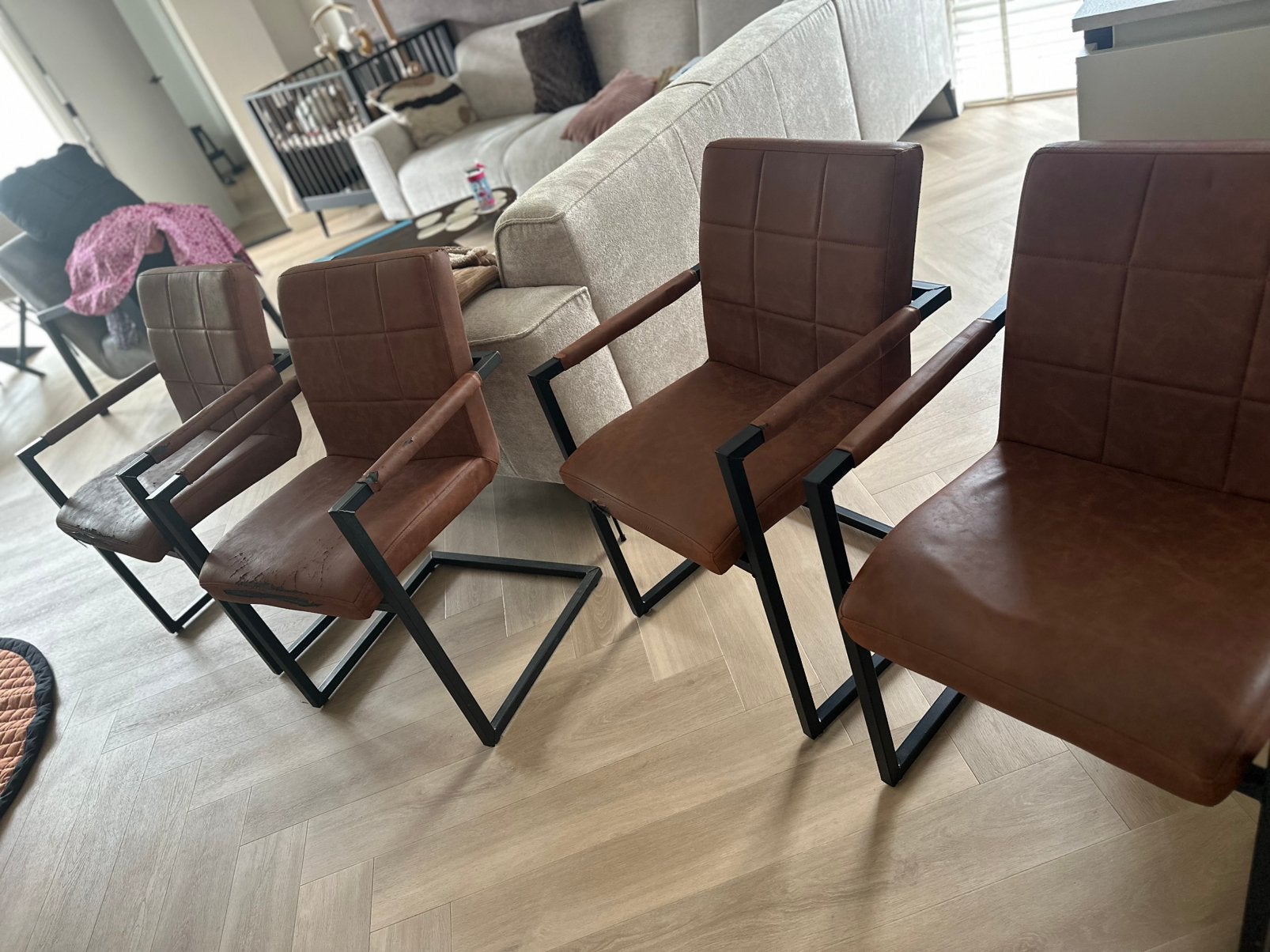 Stoelen gebruikt, Huis en Inrichting, Stoelen, Ophalen, Overige materialen, Gebruikt, Bruin