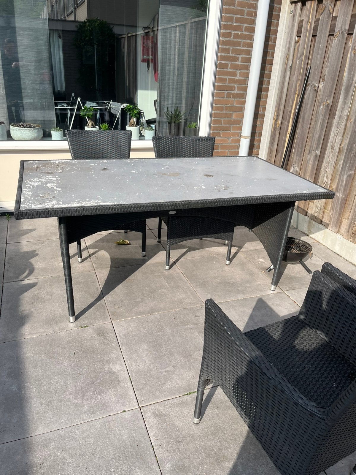 Tuintafel moet blad moet geverft worden, Tuin en Terras, Ophalen of Verzenden, Gebruikt, Rechthoekig, Overige materialen