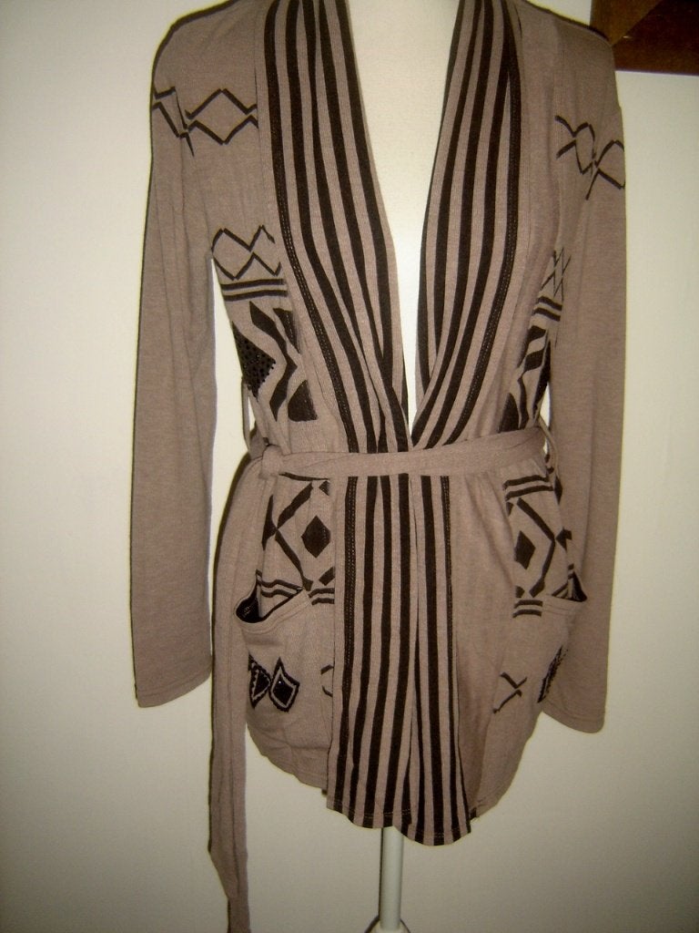 LEUK en TRENDY vest / cardigan leverkleur aztec print S/M, Ophalen of Verzenden, Nieuw, Maat 36 (S), Meerkleurig