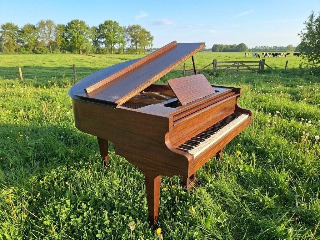 schitterende mahonie vleugel piano Larg& sons /babyvleugel, Ophalen, Gebruikt, Vleugel