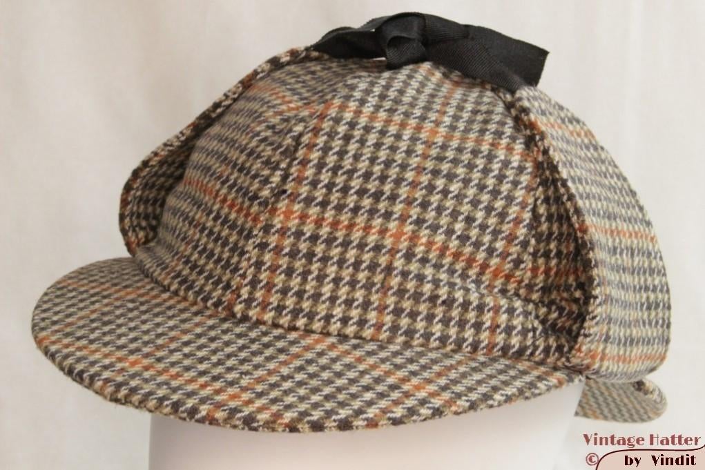 deerstalker Sherlock Holmes pet oranje/groen 58, 59, 60, 61, Nieuw, Ophalen of Verzenden, Pet, 58 of 59 cm (L, 7¼ of ⅜ inch)