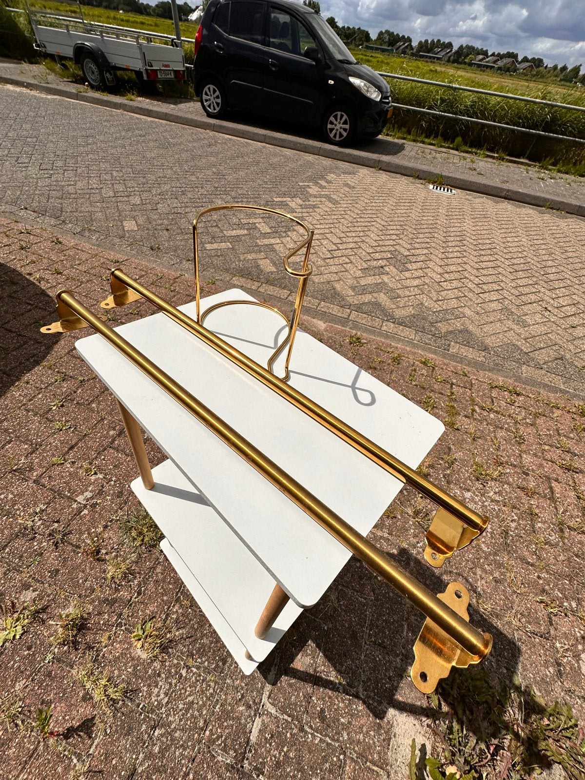 IKEA HULTARP goud/messing – 2 stangen + ringhouder, Overige typen, Goud, IKEA, Ophalen of Verzenden