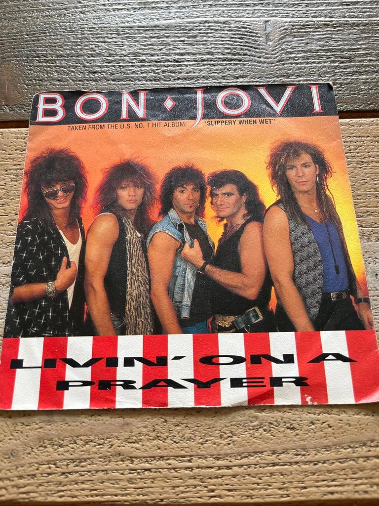 Bon Jovi - Livin' On A Prayer Vinyl Single (1986), Cd's en Dvd's, Vinyl Singles, Ophalen of Verzenden, 1980 - 1989, Gebruikt