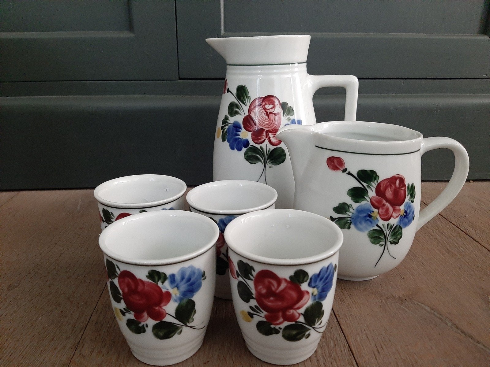 Vintage Lilien Porzellan Zel Austria kannen en bekers, Ophalen of Verzenden