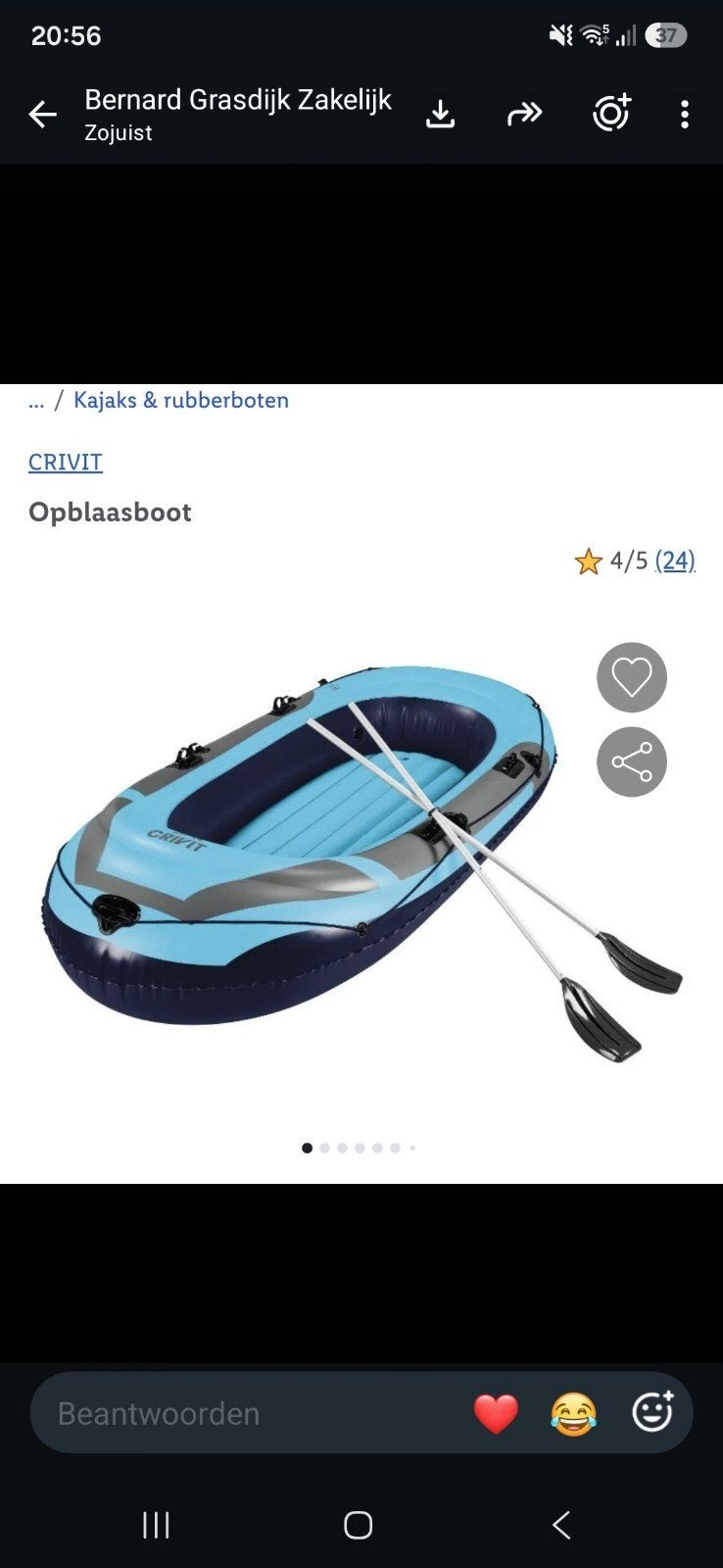 Crivit Opblaasboot met Peddels en Draagtas, Ophalen, Zo goed als nieuw