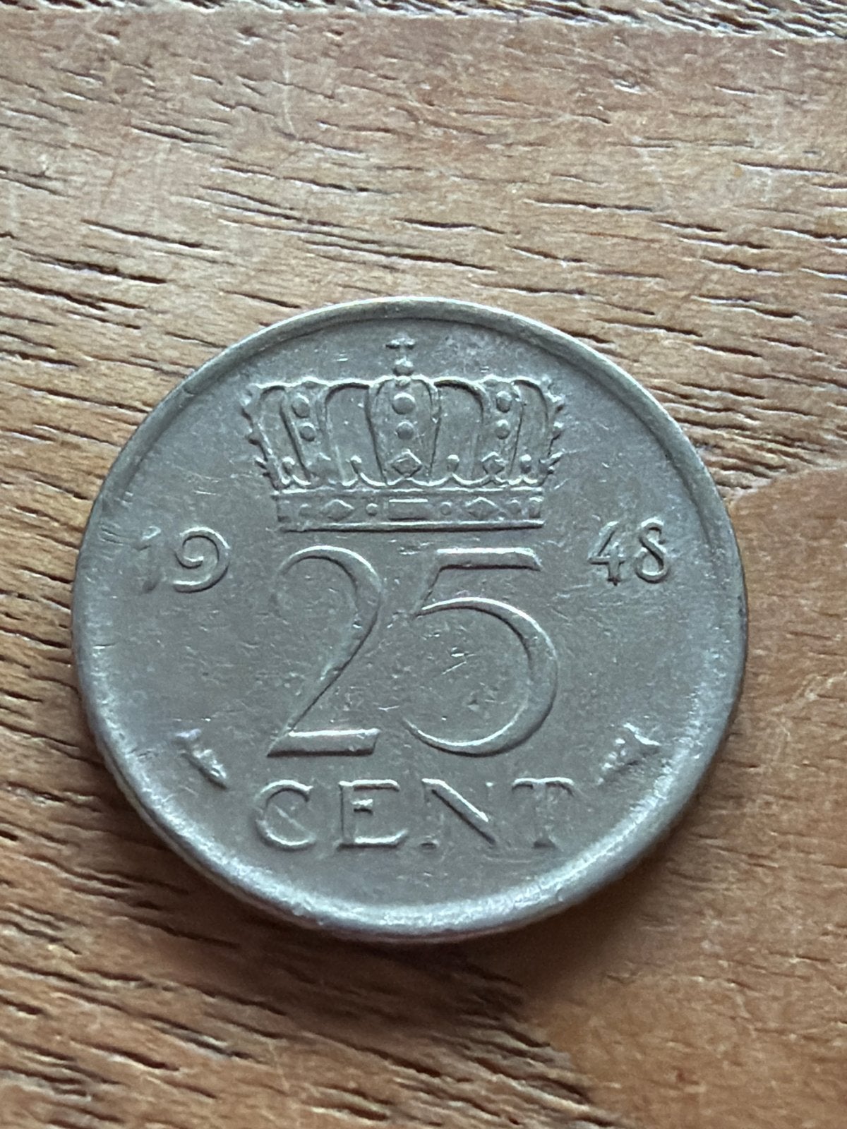 25 Cent Munt Koningin Wilhelmina 1948, Ophalen of Verzenden, Koningin Wilhelmina, 25 cent, Losse munt